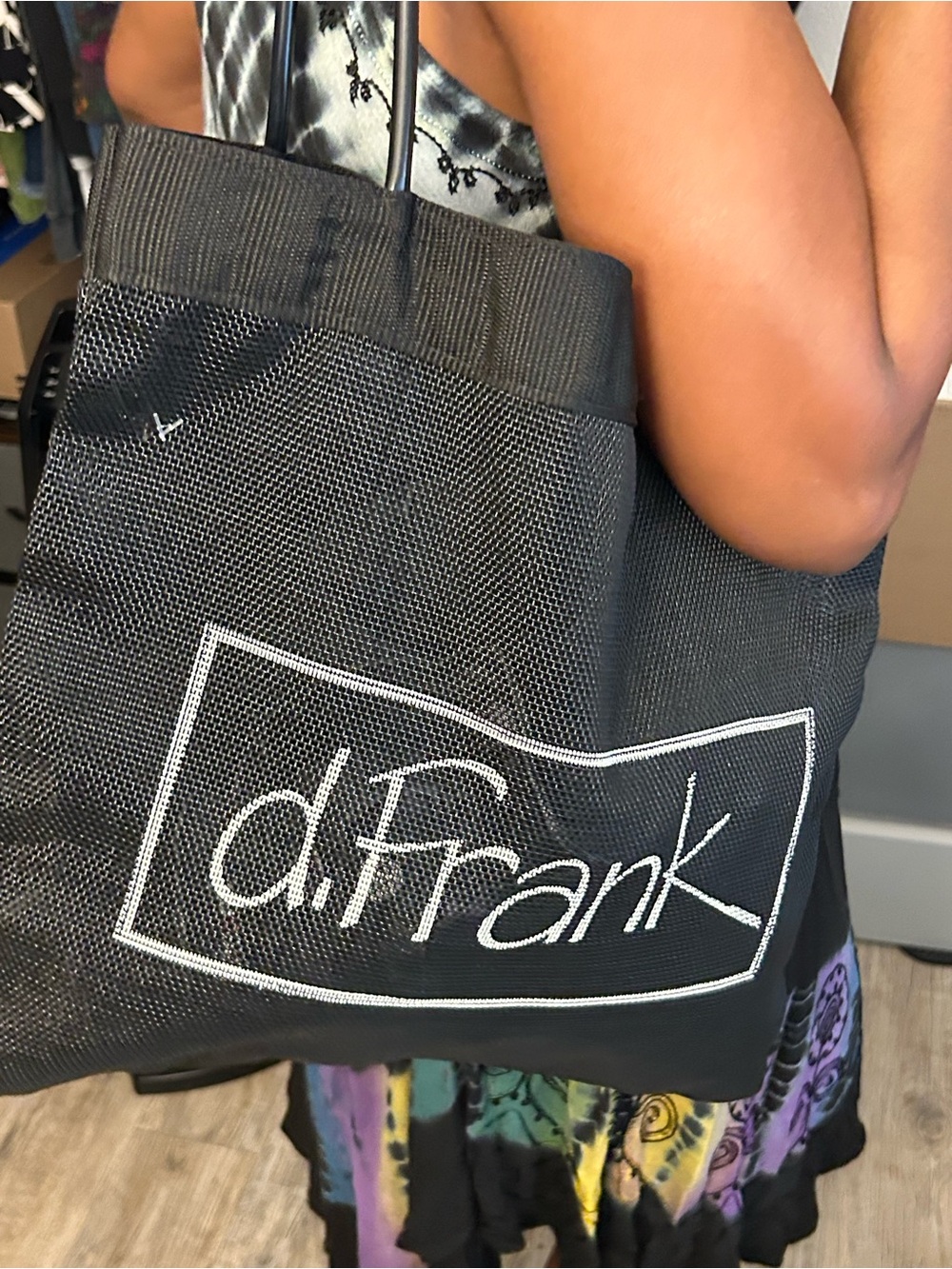 Free gift given Black Mesh Tote Bag with Logo
